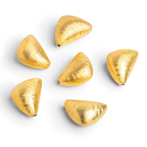 20x14mm Gold Plated Copper Rounded Triangle Focal Beads Set of 2