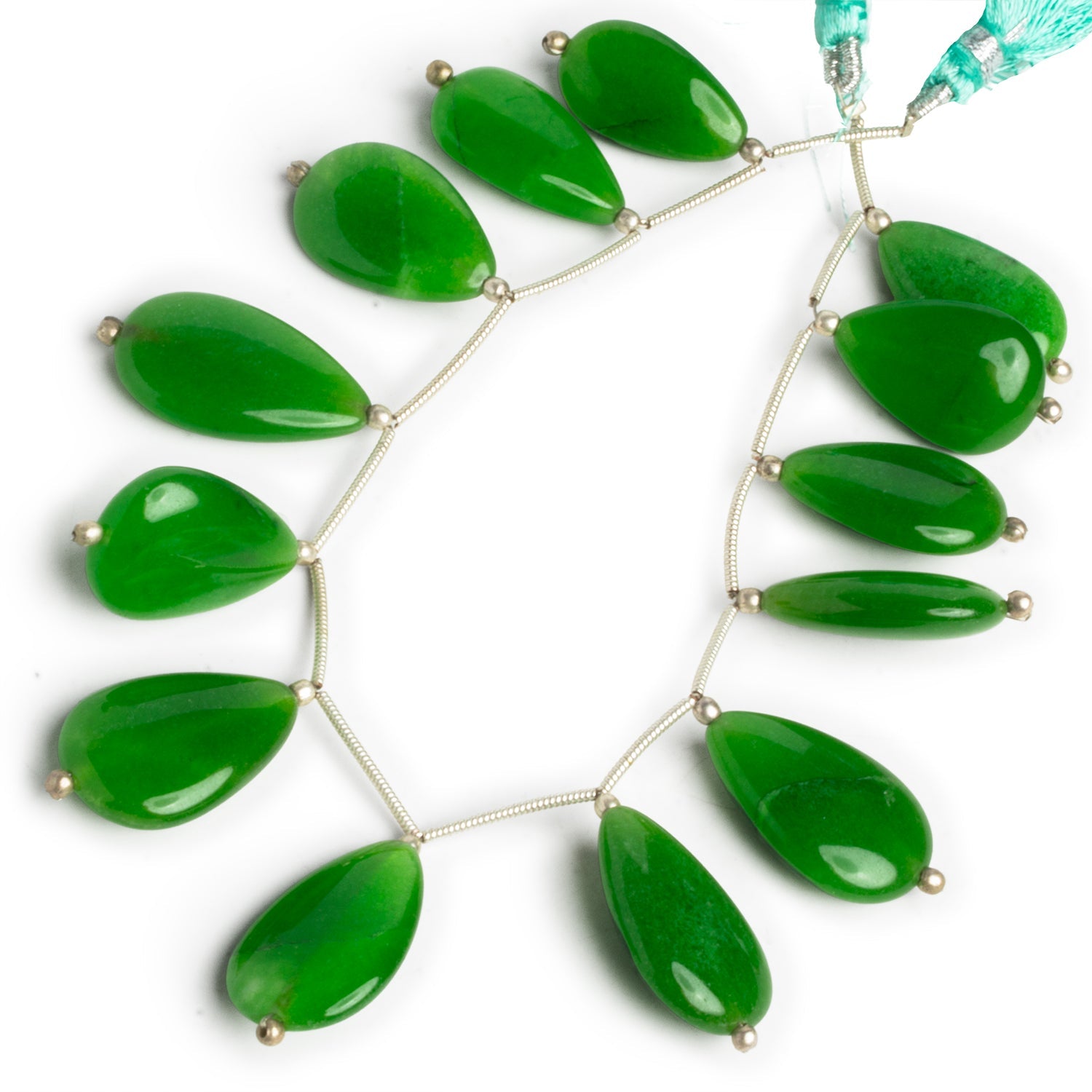 20x14mm Moss Green Chalcedony Plain Pears 7.5 inch 13 beads - The Bead Traders