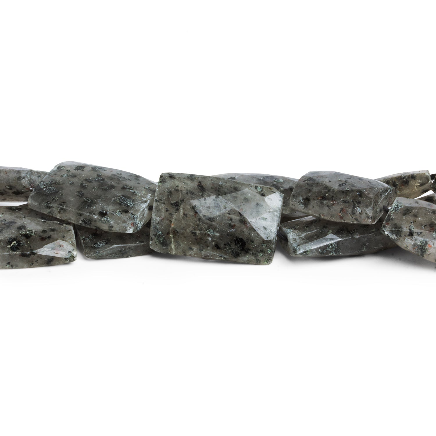 20x14mm Moss Quartz Faceted Rectangles 8 inch 9 beads - The Bead Traders