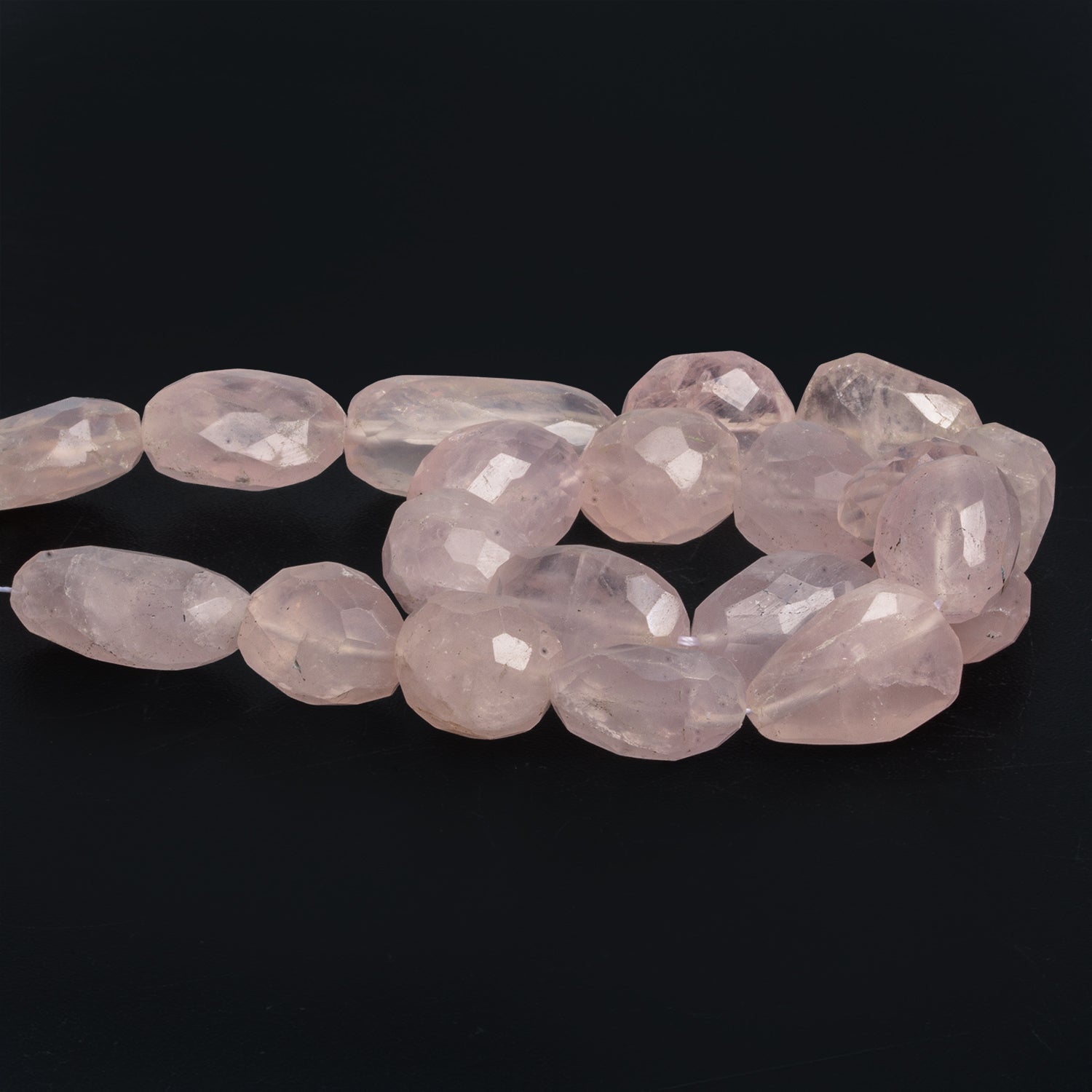 20x14mm Rose Quartz Faceted Nuggets 15 inch 18 beads - The Bead Traders
