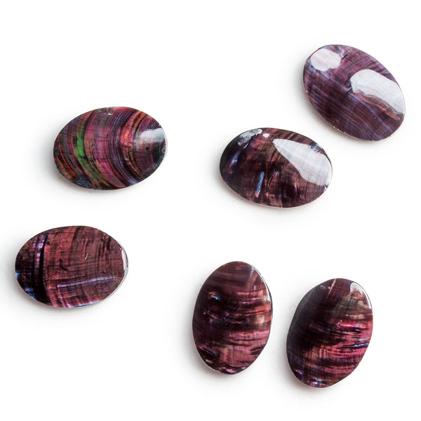 20x15mm Burgundy Mother of Pearl Oval Focals 2 Beads
