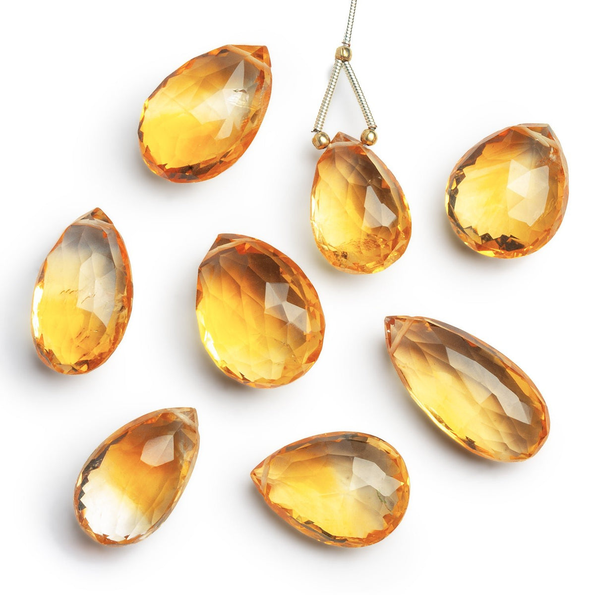 20x15mm Citrine Faceted Pear Focal 1 Bead - The Bead Traders