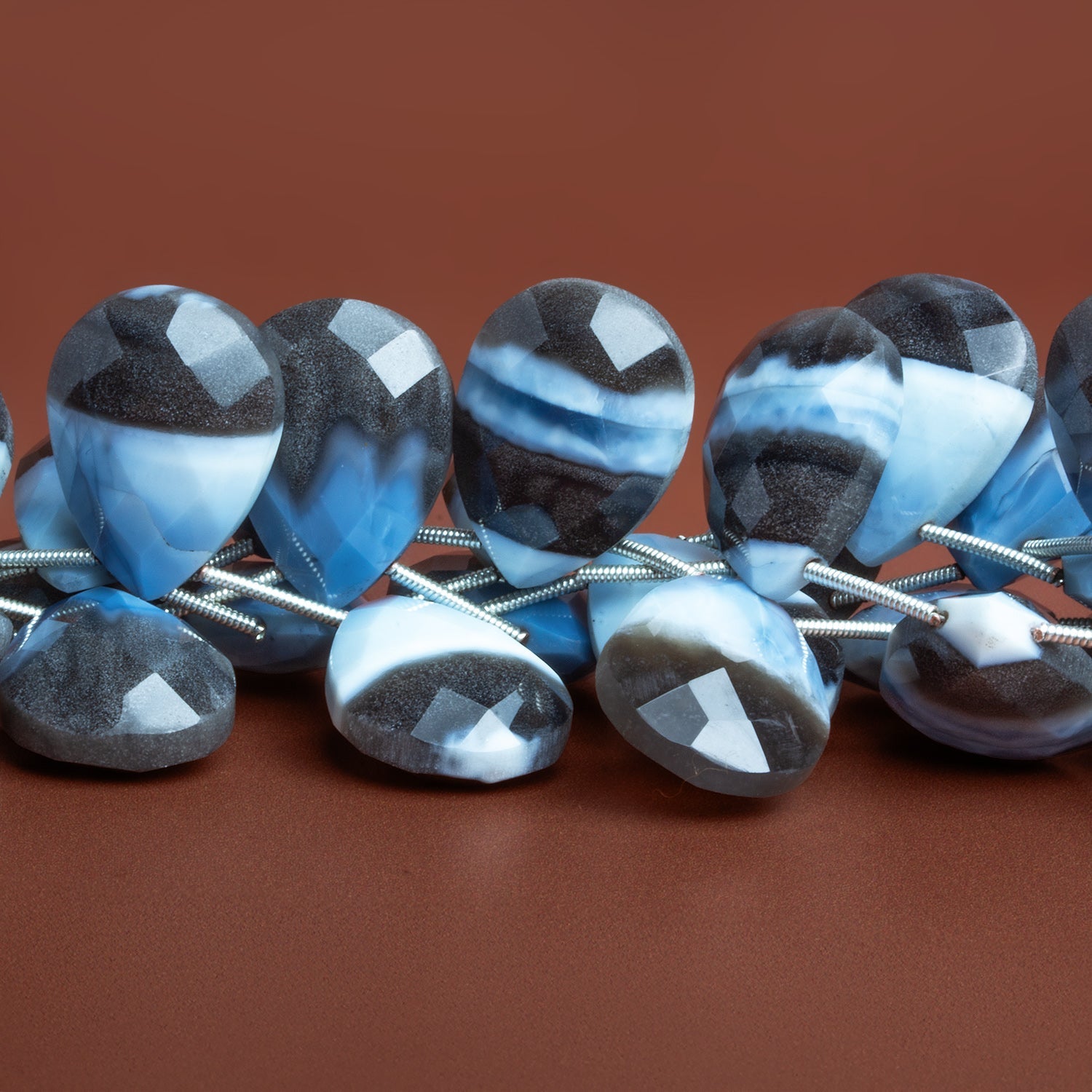 20x15mm Denim Opal Faceted Pears 7.5 inch 11 beads - The Bead Traders