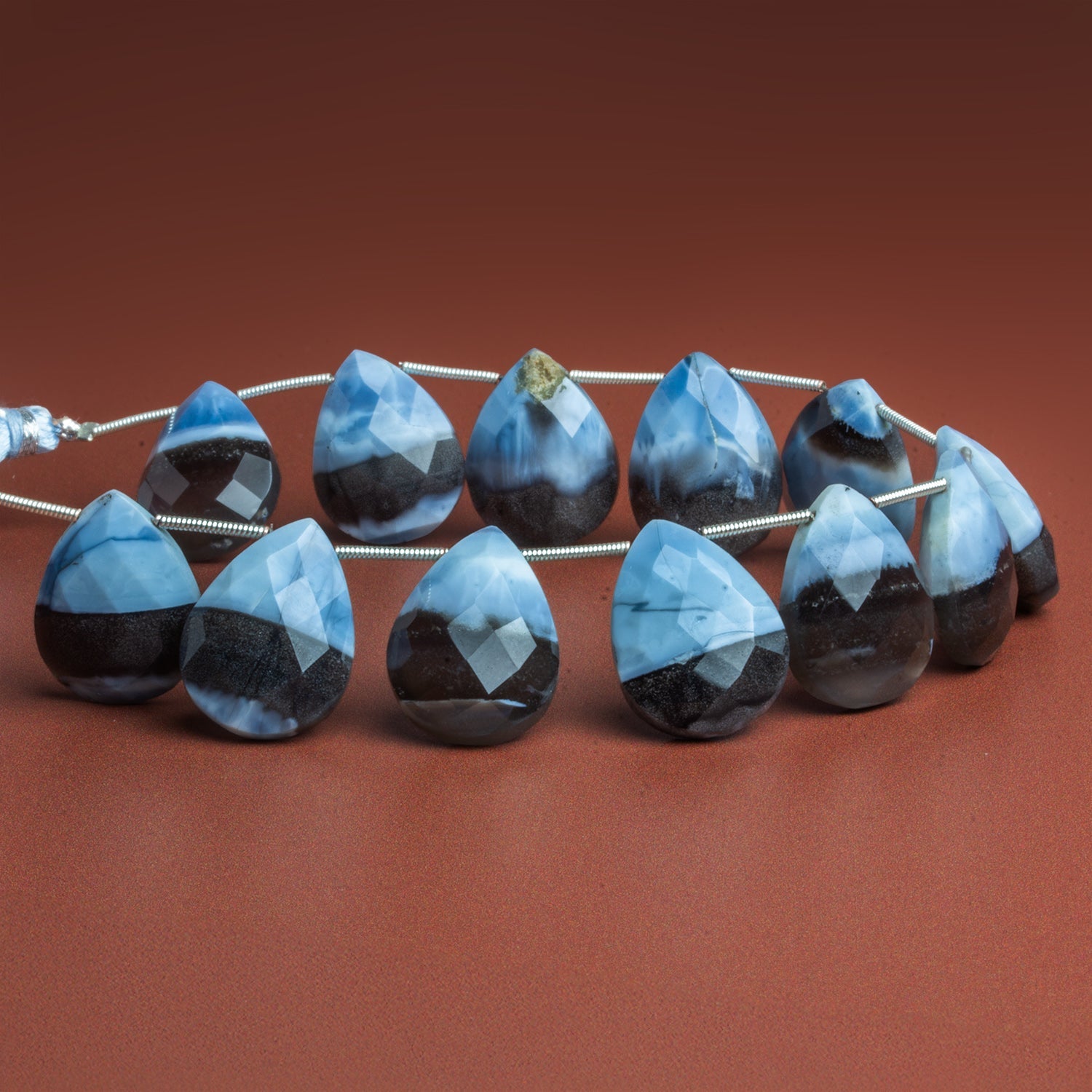 20x15mm Denim Opal Faceted Pears 7.5 inch 11 beads - The Bead Traders