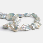 20x15mm Silvery White Baroque Pearls 15 inch 17 beads - The Bead Traders