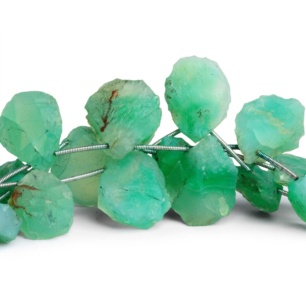 20x16mm Green Agate Hammer Faceted Pears 7 inch 8 beads - The Bead Traders