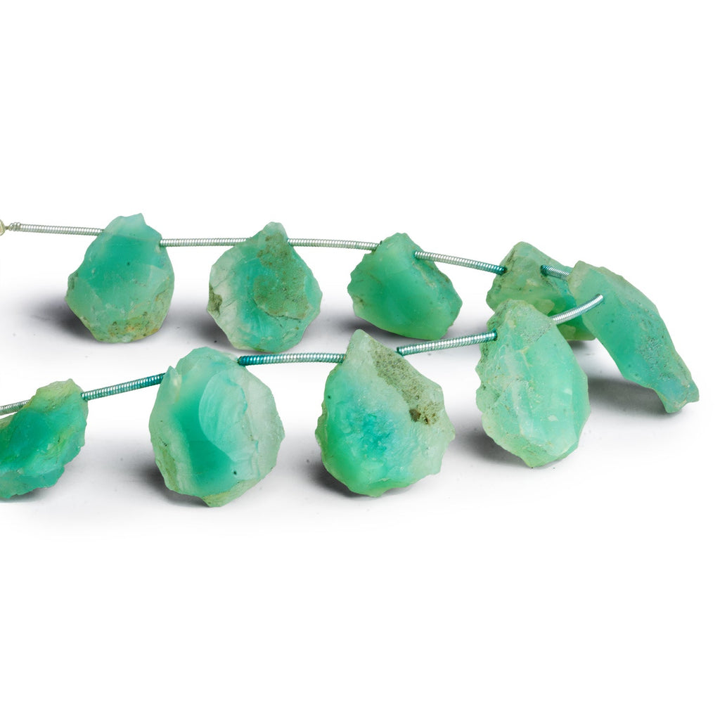 20x16mm Green Agate Hammer Faceted Pears 7 inch 8 beads - The Bead Traders