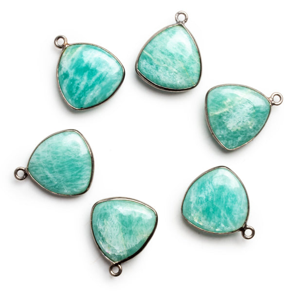 20x17mm Black Gold Bezeled Amazonite Triangle Pendant 1 Bead