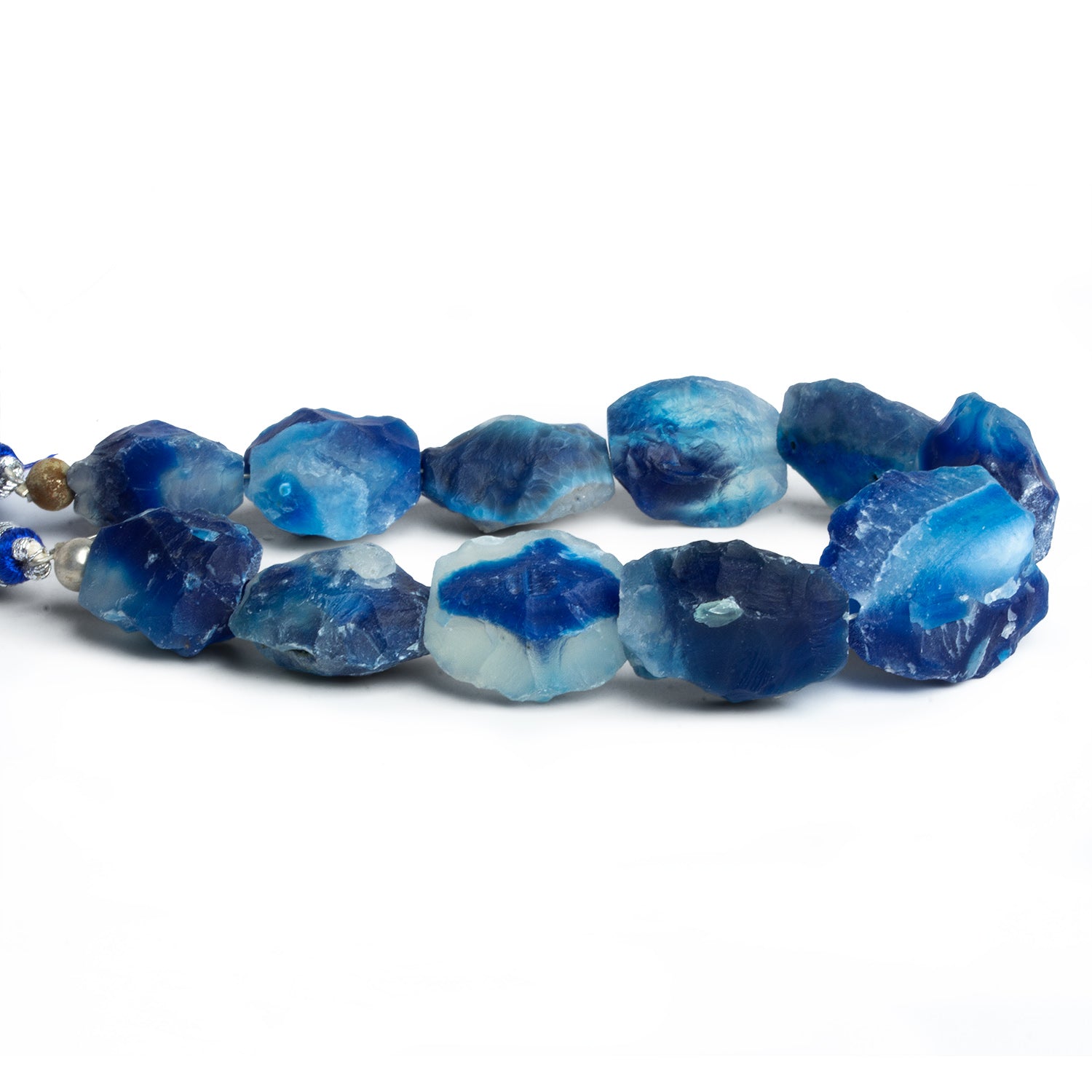 20x17mm Blue Agate Hammer Faceted Ovals 8 inch 11 beads - The Bead Traders