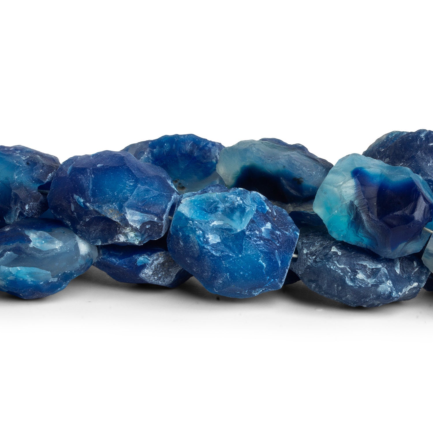 20x17mm Blue Agate Hammer Faceted Ovals 8 inch 11 beads - The Bead Traders