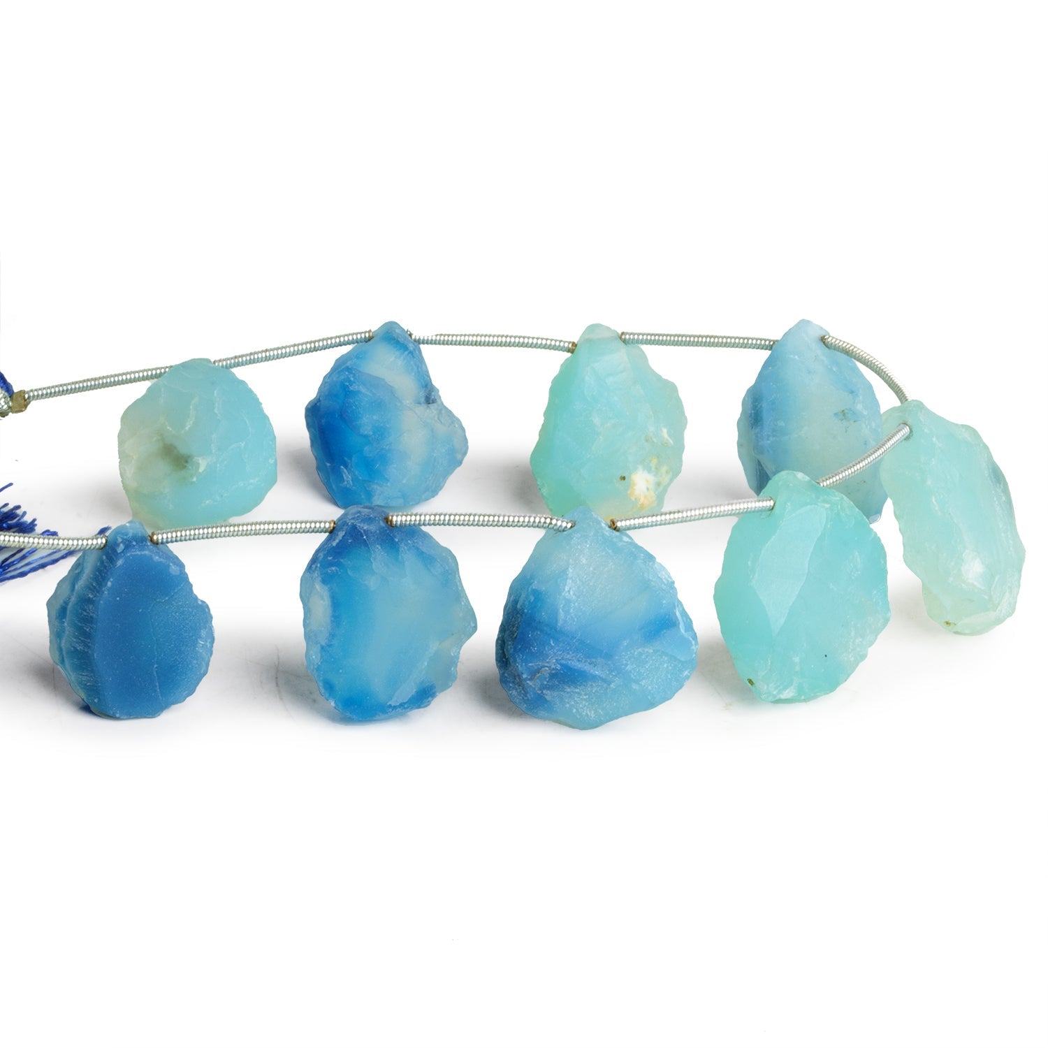 20x17mm Blue Agate Hammer Faceted Pears 7 inch 9 beads - The Bead Traders