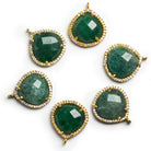 20x17mm Vermeil Bezeled Aventurine Heart CZ Pavé Halo Pendant 1 Bead - The Bead Traders