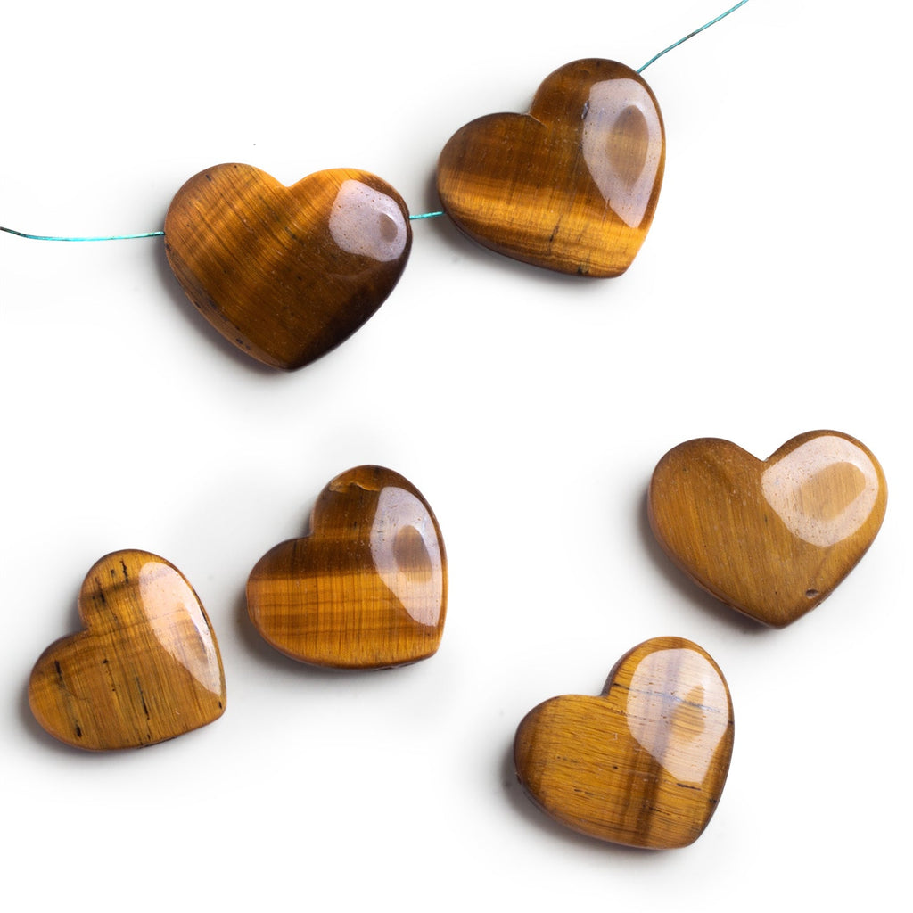 20x18mm Tiger's Eye Plain Heart Focals Set of 2 Beads - The Bead Traders
