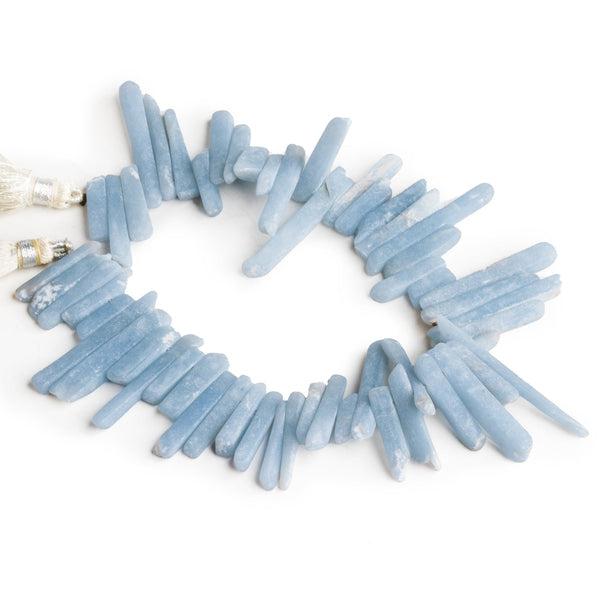 20x4mm Blue Angelite Natural Crystal 7.5 inch 45 beads