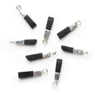 20x4mm Silver Leafed Black Onyx Pendant 1 Bead - The Bead Traders
