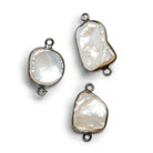 20x8mm Black Gold Bezeled Pearl Pendants - Lot of 3 - The Bead Traders