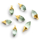 20x8mm Gold Leafed Prasiolite Faceted Teardrop Pendant 1 Bead - The Bead Traders