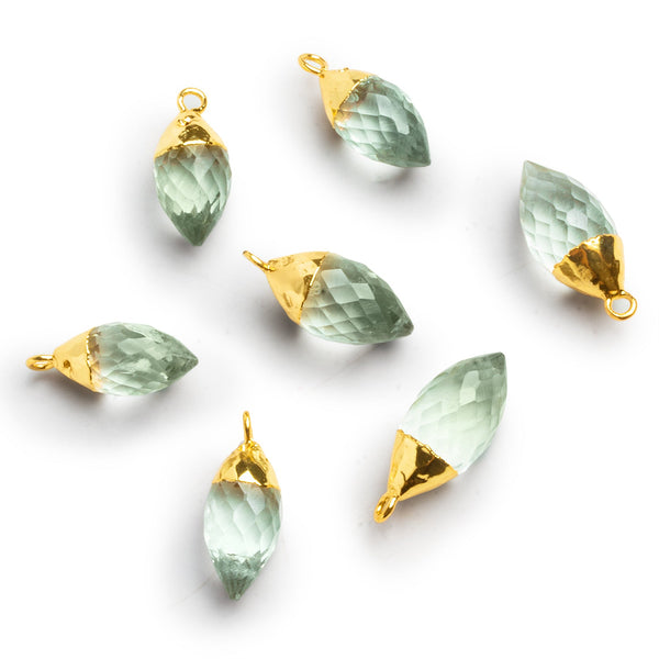20x8mm Gold Leafed Prasiolite Faceted Teardrop Pendant 1 Bead