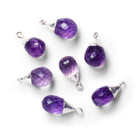 20x9mm Silver Leafed Dark Amethyst Faceted Teardrop Pendant 1 Bead - The Bead Traders