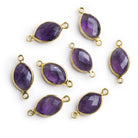 20x9mm Vermeil Bezeled Pink Amethyst Marquise Connector 1 Bead - The Bead Traders