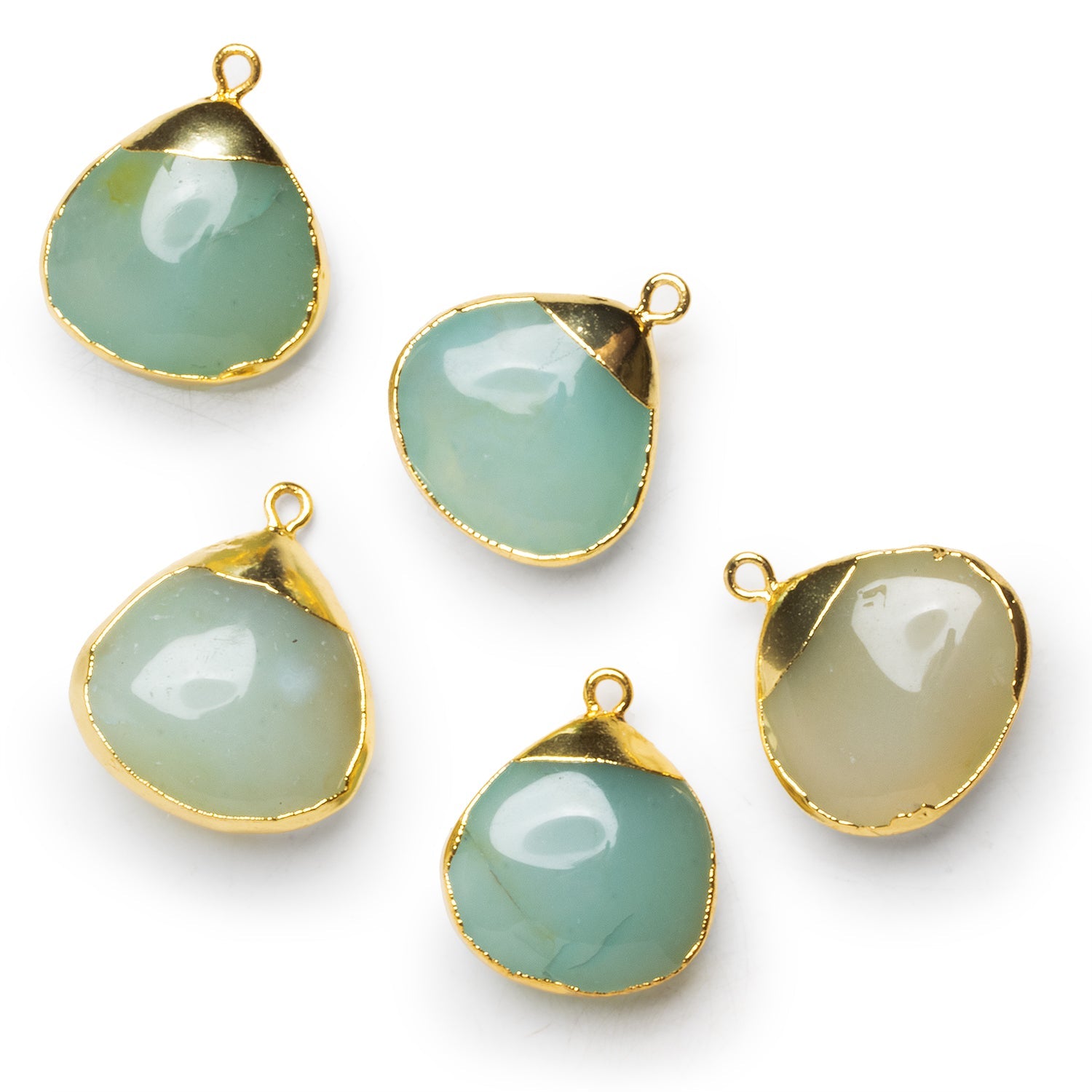 21mm Blue Chalcedony Gold Leafed Heart Pendant 1 Bead - The Bead Traders