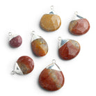 21mm Silver Leafed Jasper Pendants - Lot of 7 Beads - The Bead Traders