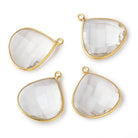 21mm Vermeil Bezeled Crystal Quartz faceted heart pendant 1 bead - The Bead Traders