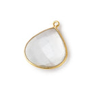 21mm Vermeil Bezeled Crystal Quartz faceted heart pendant 1 bead - The Bead Traders
