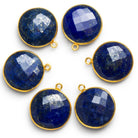 21mm Vermeil Bezeled Lapis Lazuli Coin Pendant 1 Bead - The Bead Traders