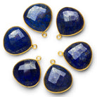 21mm Vermeil Bezeled Lapis Lazuli Heart Pendant 1 Bead - The Bead Traders