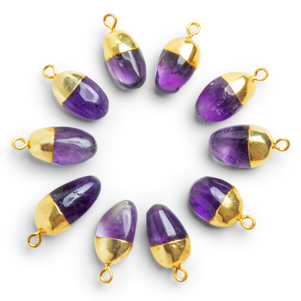 21x10mm Gold Leafed Amethyst Plain Nugget Pendant 1 Bead - The Bead Traders