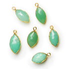 21x10mm Gold Leafed Chrysoprase Marquise Pendant 1 Bead - The Bead Traders