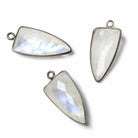 21x11mm Black Gold Bezel Rainbow Moonstone faceted point 1 focal bead - The Bead Traders