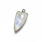 21x11mm Black Gold Bezel Rainbow Moonstone faceted point 1 focal bead - The Bead Traders