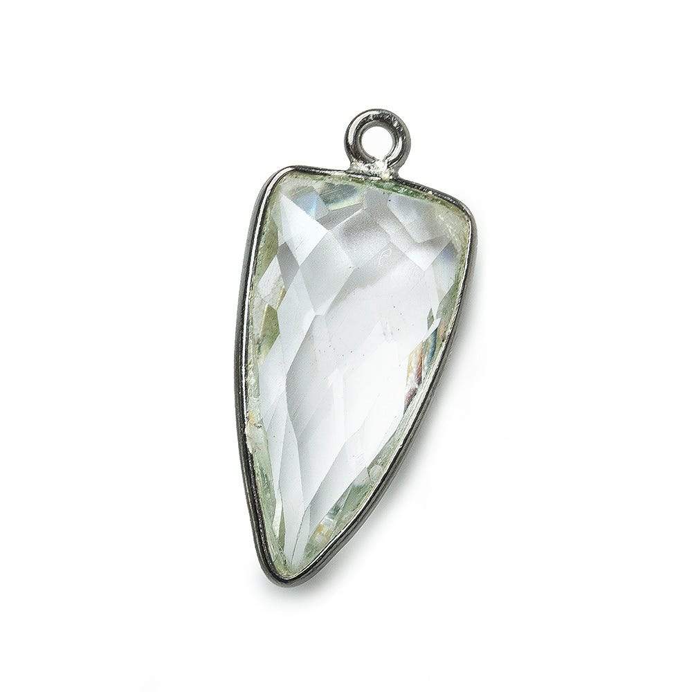 21x11mm Black Gold Bezeled Crystal Quartz faceted point pendant 1 bead - The Bead Traders