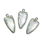21x11mm Black Gold Bezeled Crystal Quartz faceted point pendant 1 bead - The Bead Traders