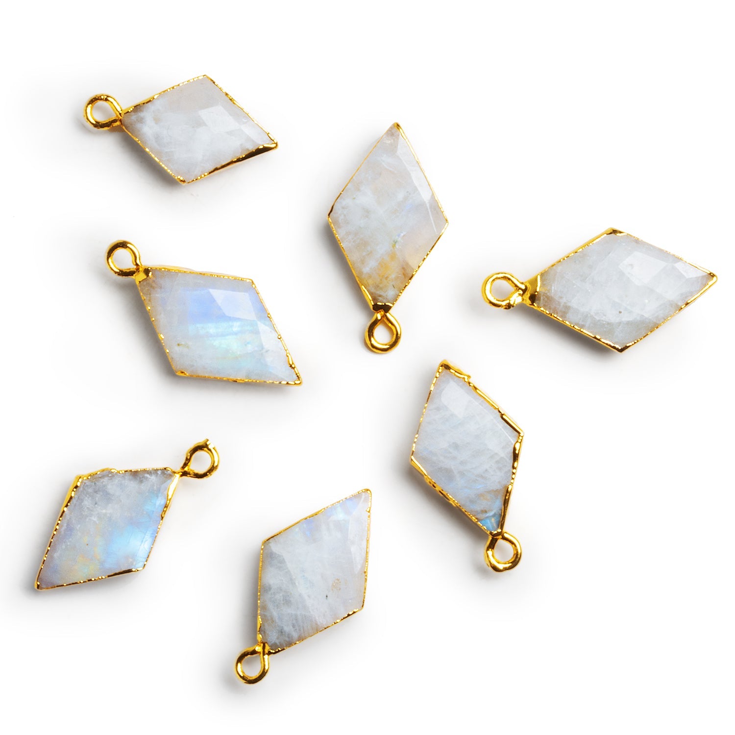 21x11mm Gold Leafed Rainbow Moonstone Diamond Pendant 1 Bead - The Bead Traders