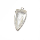 21x11mm Silver Bezeled Crystal Quartz faceted point pendant 1 bead - The Bead Traders