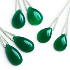 21x12mm Dark Green Chalcedony Pear Focals Set of 2 Beads - The Bead Traders
