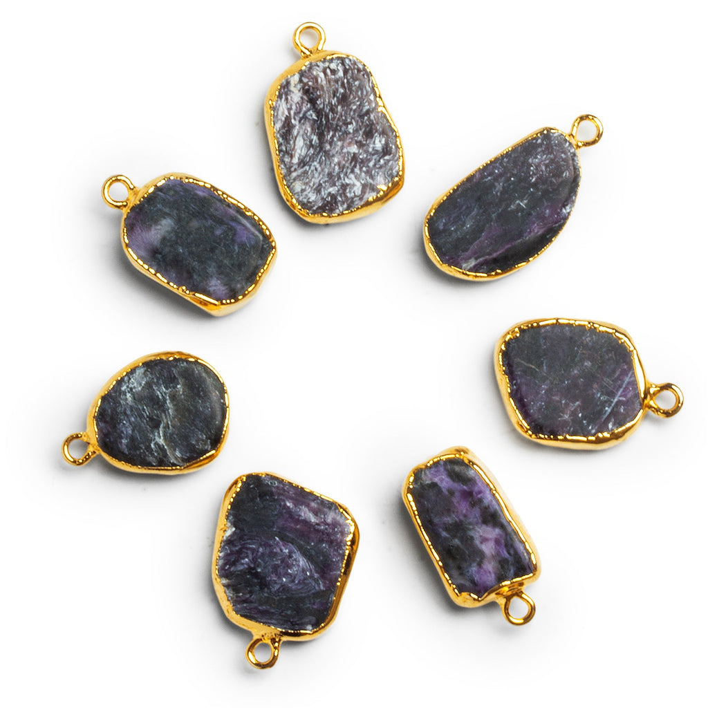 21x12mm Gold Leafed Charoite Plain Nugget Pendant 1 Bead - The Bead Traders