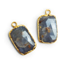 21x12mm Gold Leafed Sapphire Pendants Set of 2 Beads - The Bead Traders