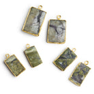 21x13mm Gold Leafed Purple Stripe Jasper Rectangle Pendants Set of 2 - The Bead Traders