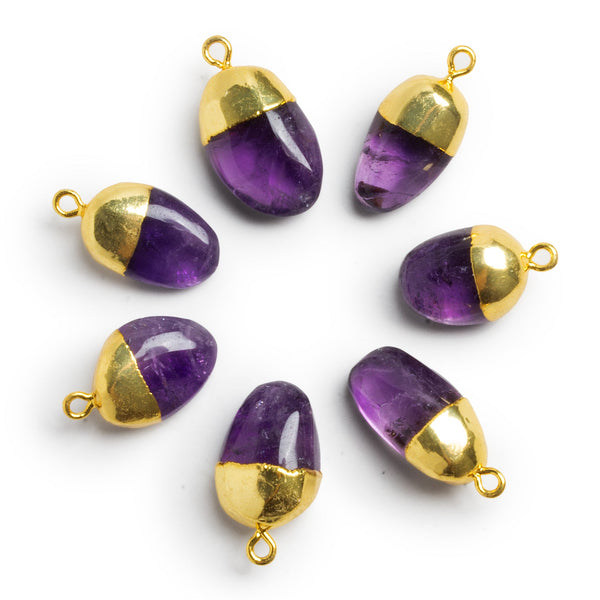 21x14mm Gold Leafed Amethyst Plain Nugget Pendant 1 Bead