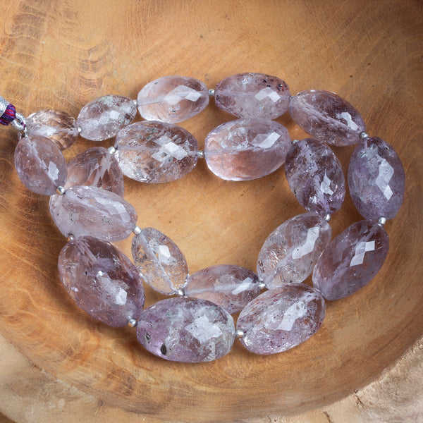 21x14mm Mossy Amethyst Faceted Ovals 16 inch 18 beads