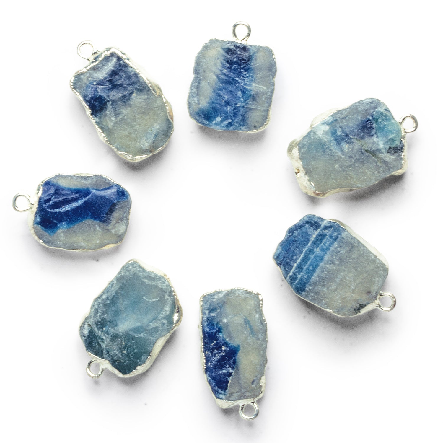 21x14mm Silver Leafed Hammer Faceted Agate Pendant 1 Bead - The Bead Traders