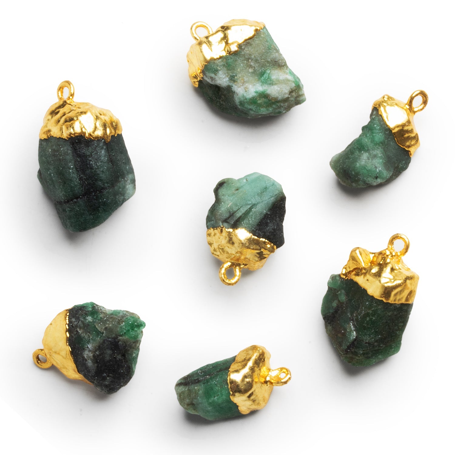 21x15mm Gold Leafed Emerald Natural Crystal Pendant 1 Bead - The Bead Traders