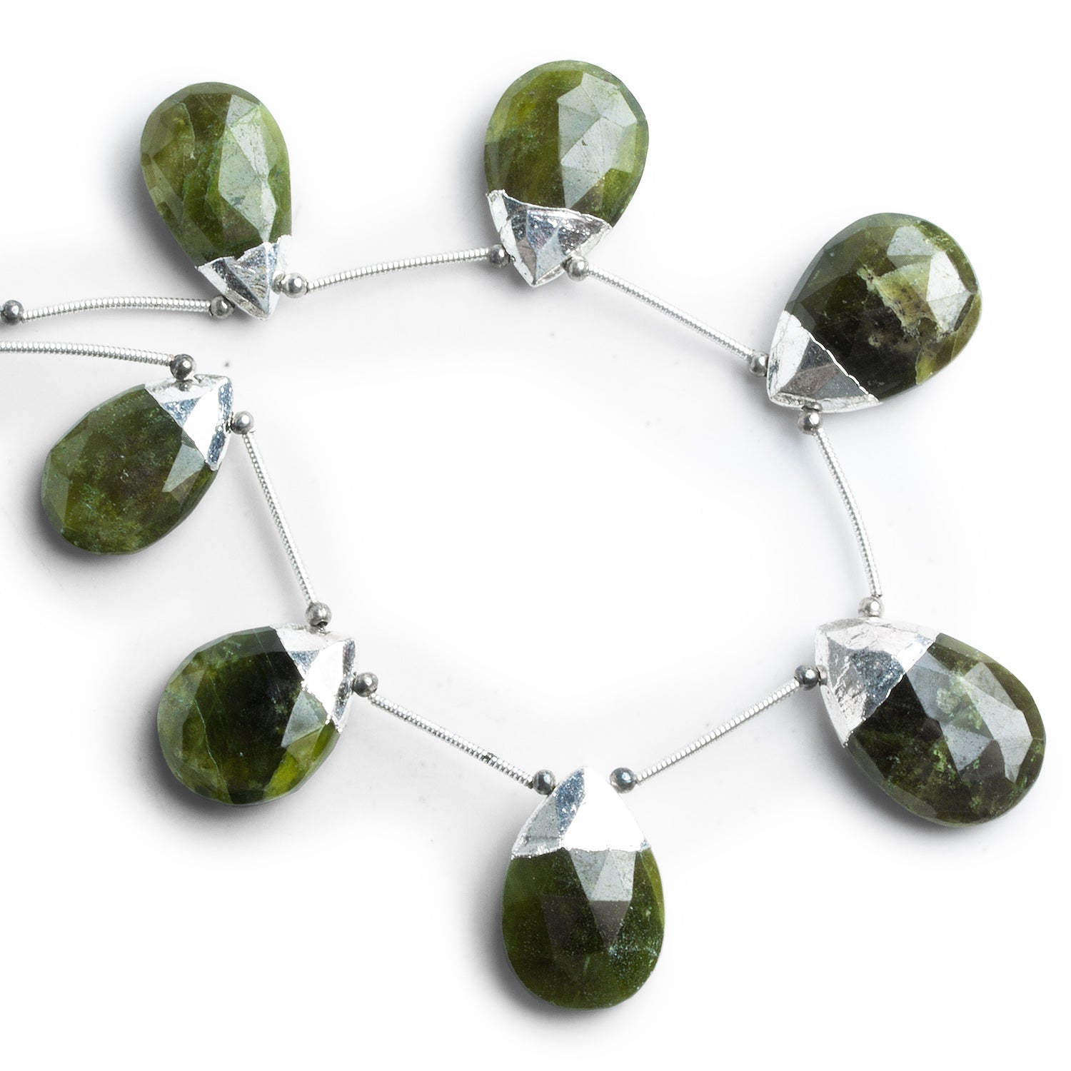 21x15mm Silver Leafed Idocrase Pears 7 beads - The Bead Traders