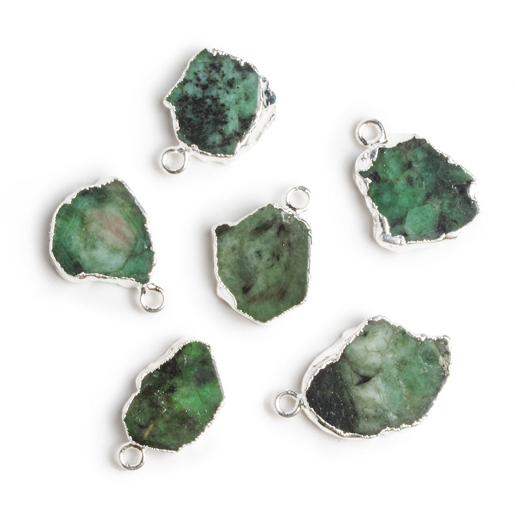21x16mm Emerald Slice Silver Leafed Pendant 1 Bead - The Bead Traders