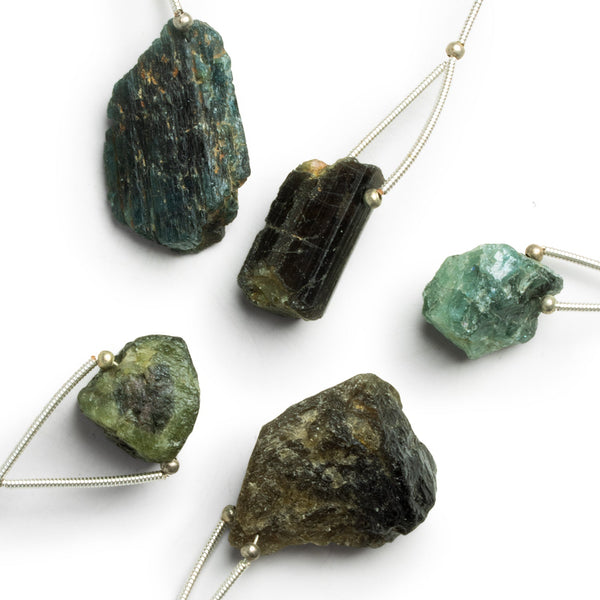 21x16mm Green Tourmaline Natural Crystal Focal 1 Bead