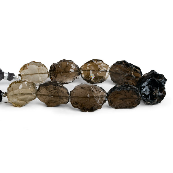 21x17mm Smoky Quartz Hammer Faceted Ovals 8 inch 9 beads
